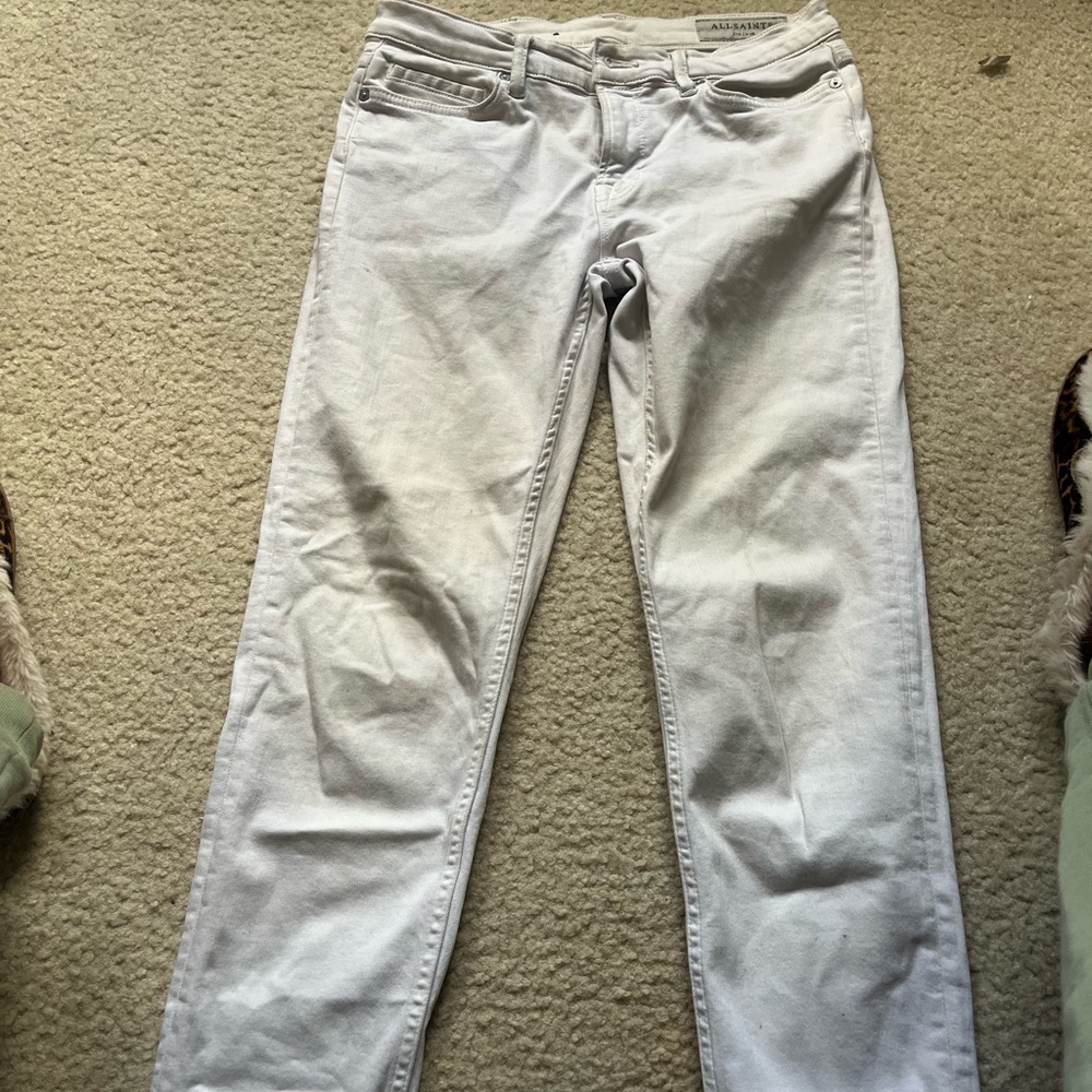 All Saints Light Gray Straight Leg Jeans